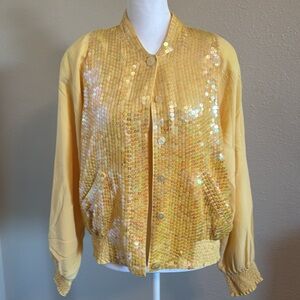 Diane Gillman Yellow sequins jacket with buttons